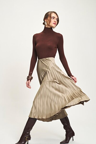 Lijuri Fusta midi din satin plisat 4064 R4-B-K5