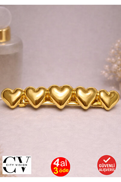 cityvision Agrafă de păr Heart Model Gold – Agrafă elegantă din metal 8 cm