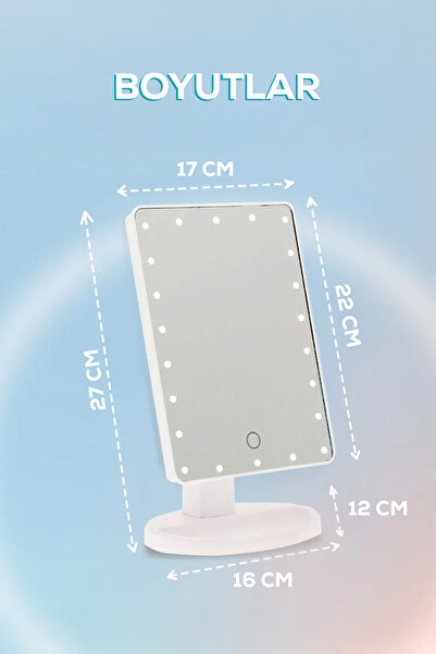 indirimsevinci LED Işıklı Dokunmatik Makyaj Aynası 22 LED 180° Ayarlanabilir Standlı