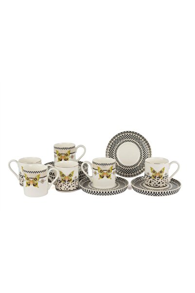 Mikasa Moor طقم فناجين قهوة مونارك أسود وأبيض مكون من 6 قطع سعة 90 سم مكعب