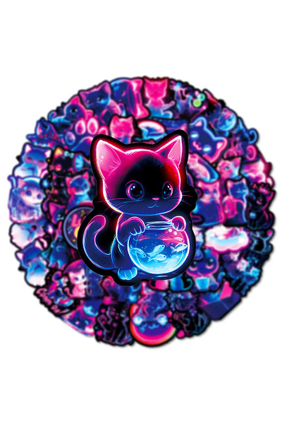 choice2 50 قطعة (10/30/50 قطعة) ملصقات حيوانات كرتونية مضيئة برسومات قطط، ملص...