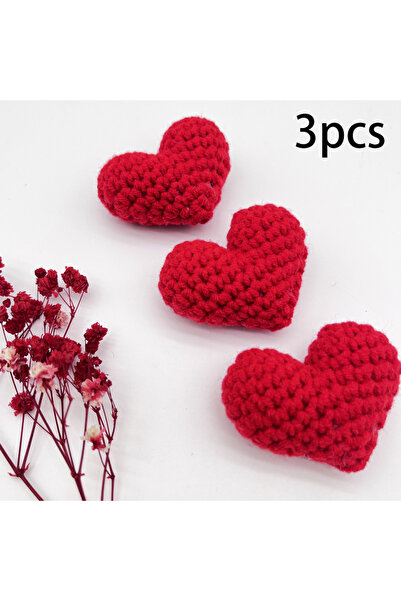 Choice red 3pcs 1/2PCS Crochet Heart Hooked Yarn Heart Filled Cotton Peach Kn...