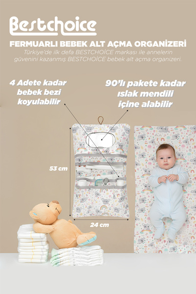 Bestchoice Fermuarlı Anne Bebek Bakım Örtüsü Bebek Altı Açma Alez Yenidoğan A...