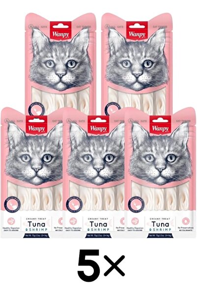 Inaba 5 قطع مكافأت كريمية بنكهة التونة والروبيان للقطط وانبي