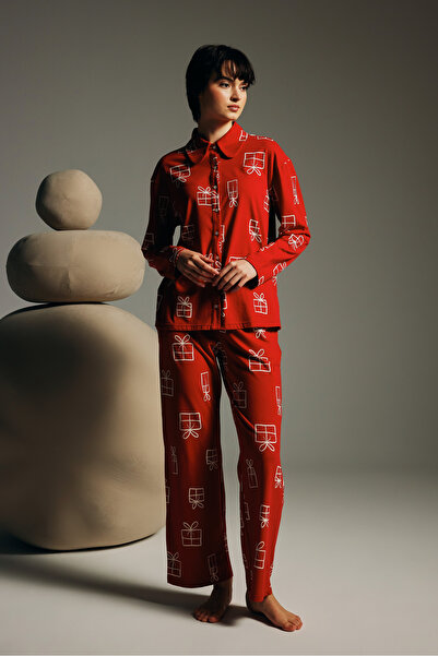 Hays Kadın Pamuklu Uzun Kollu Gömlek Pijama Takımı