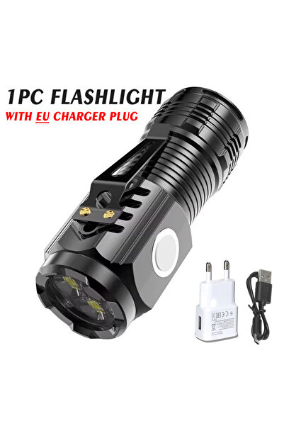 Heinast 1PC- EU Plug Portable Brightness Mini 3LED Flashlight with Pen Clip，Night Walking, Rechargeable Wate