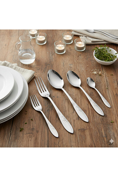 casa rosa 60-piece stainless steel cutlery set, silver