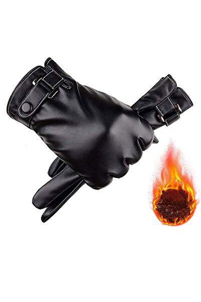 Choice قفازات شتوية سميكة مبطنة دافئة، زوج واحد، أسود اللون، تدعم المعصم، للرجال، تغطي راحة اليد بالكامل، مناسبة للكتابة على شاشة اللمس