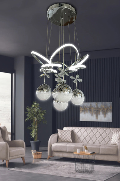 RSCOLLECTIONS Kral Tacı 5 Top Modern Sarkıt Led Avize