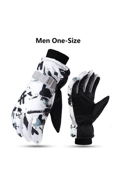 Choice قفازات تزلج شتوية دافئة للرجال، مقاس واحد، مبطنة بفرو سميك، مانعة للان...