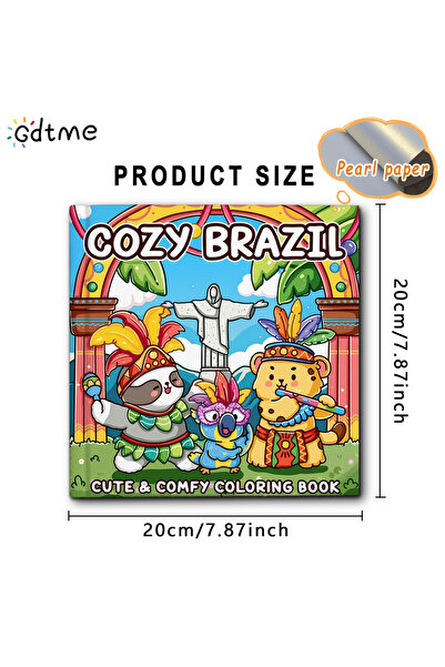 Choice كتاب تلوين "كوزي برازيل" للكبار، مقاس 20×20 سم، 24 صفحة، يتميز بنمط جر...