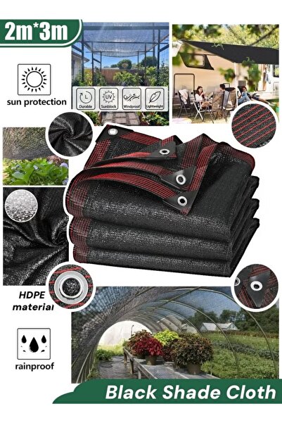Generic 2m*3m Black Shade Cloth Cover Mesh with Grommets Sunblock Shade Cloth Shading Net Shade Cover