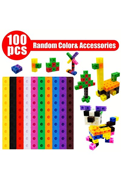 Choice مجموعة مكعبات توصيل متعددة الألوان مكونة من 100 قطعة، مكعبات بناء تعلي...