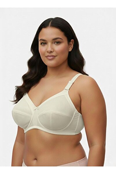 enmodaiçgiyim Plus Size D Cup Wire Free Non-Padded Shaping / Sculpting Minimizer Bra - Self Patterned Comfortable Form