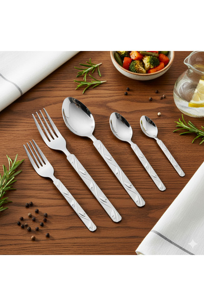 casa rosa 60-piece stainless steel cutlery set, silver