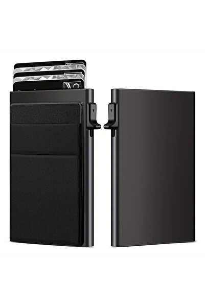 Choice محافظ رجالية فاخرة سوداء مضادة لتقنية RFID، مصنوعة من المعدن، رفيعة، بتصميم منبثق صغير.