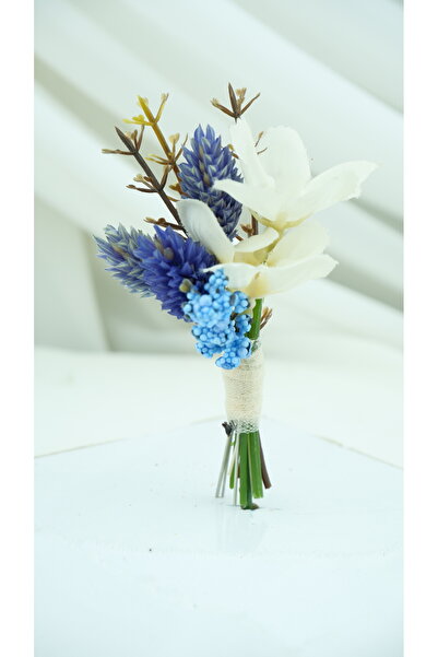 Buketlife Purple Blue White Groom Boutonniere