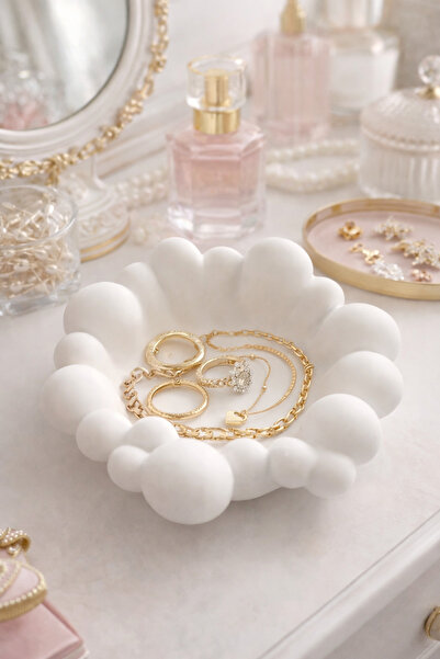 Homesinti Dekoratif Bubble Takı Tabağı | El Yapımı Taş Tozu Takı & Makyaj Masası Düzenleyici