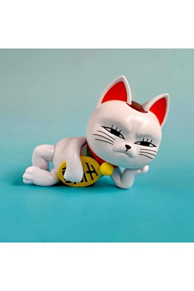 Choice مجموعة مجسمات مانيكي نيكو بيج اللون، بوضعية الحظ، قطة حظ لطيفة مستلقية على الجانب، ديكور سيارة، زينة غرفة نوم