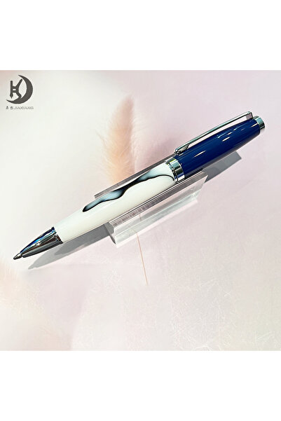 Choice قلم حبر جاف فاخر من الأكريليك المعدني، بلون أزرق لؤلؤي أبيض، يتميز بكت...