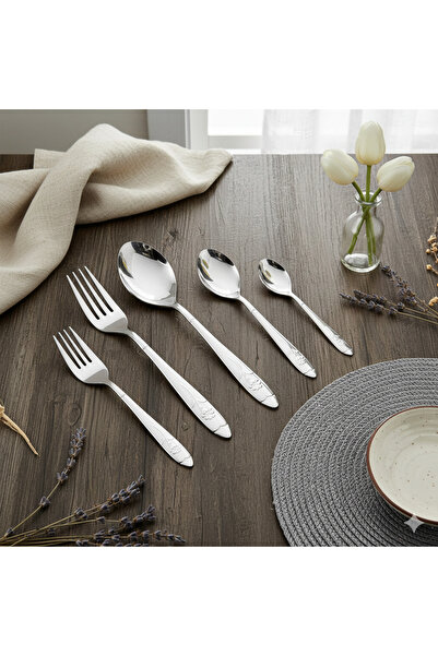 casa rosa 60-piece stainless steel cutlery set, silver