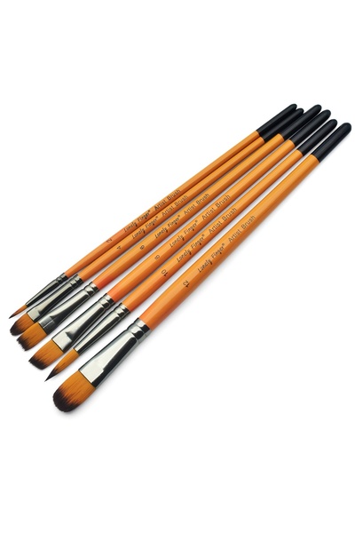 Choice 6 Orange Mix 6 PCS Orange Paint Brush Basic Set, Professional Nylon Pa...