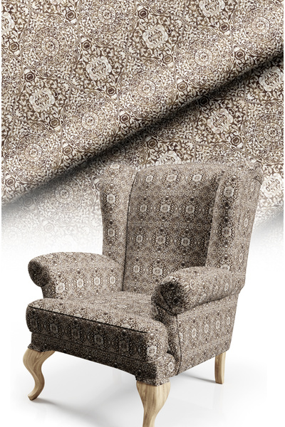 CANİLA Elegant Royal Patterned Classic Motif Upholstery Fabric Cotton Lined T...