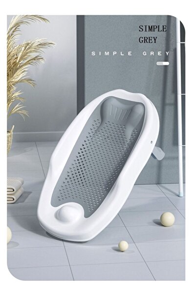 Baby Plus حامل حوض استحمام قابل للتعديل للأطفال حديثي الولادة، رف استحمام رمادي