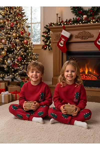 Kids Minybaby Kırmızı Yılbaşı Temalı Şardonlu Takım