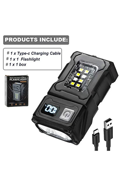 Choice Black Mini Led Cob Flashlight Usb Rechargeable Dual Lights 180°rotatable Portable Tail Multiple Ligh