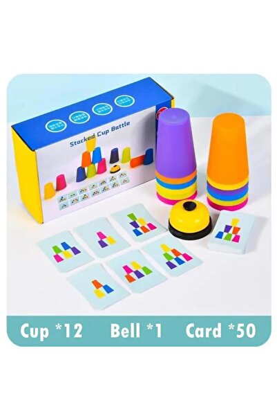 Choice1 C203-12pcs Stack Cup Game With Card Educational Intellectual Enlighte...
