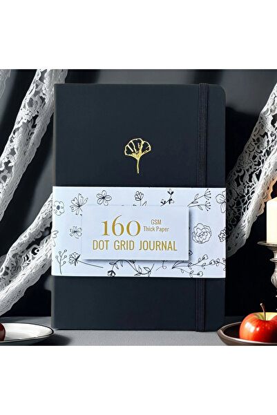 Choice دفتر تخطيط أسود منقط بحجم A5 - BUKE A5، غلاف من الجلد الصناعي، 160 صفح...