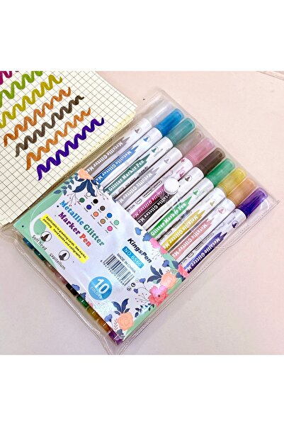 Choice ١٠ أقلام تحديد معدنية برأسين، أحدهما فرشاة والآخر رفيع، مثالية لصنع ال...