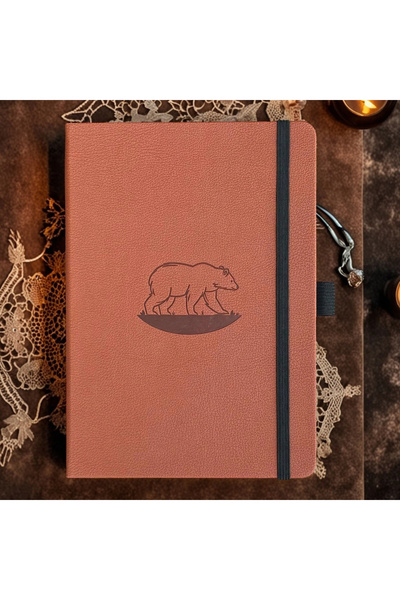 Choice دفتر ملاحظات بني مقاس A5 بنقاط شبكية من الجلد الصناعي - دفتر ملاحظات ف...