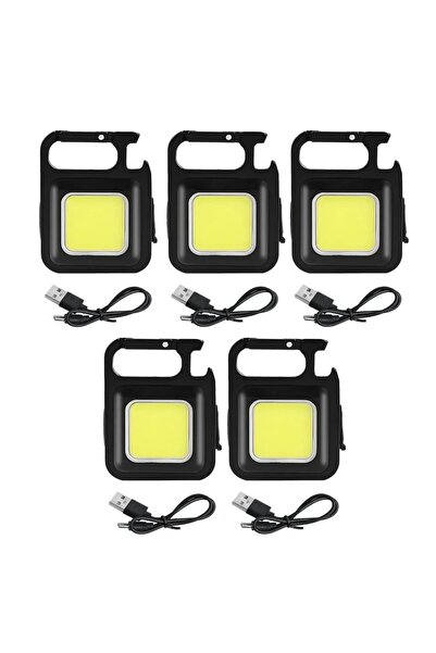 Choice مصباح يدوي صغير LED أسود اللون - 5 قطع، مصباح سلسلة مفاتيح COB فائق السطوع، مصباح جيب للتخييم والطوارئ في الهواء الطلق