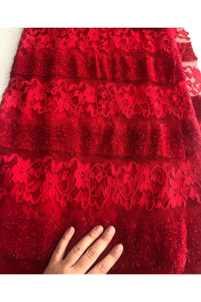 turkanlarhome Stylish Fabric with Red Lace Details