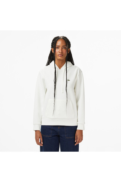 Lacoste Kadın Relaxed Fit Kapüşonlu Beyaz Sweatshirt