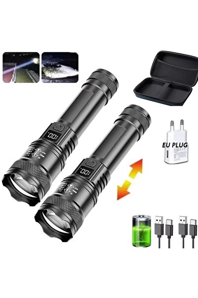 Heinast مصباح يدوي تلسكوبي محمول قابل للتكبير والتصغير من مادة ABS، مزود بثلاثة أوضاع إضاءة، قابل لإعادة الشحن، مقاوم للماء بمعيار IPX4، بقوة 3 واط، مزود بقابس كهربائي أوروبي (قطعتان) وحقيبة.