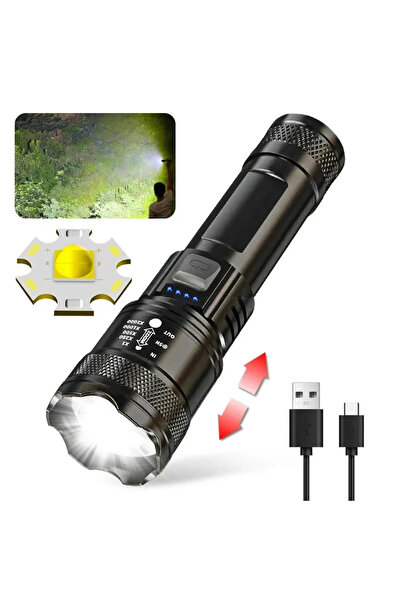 Choice P200 High Strong Power Led Flashlights 2000LM Tactical Torch with Display Light USB Charging Camping