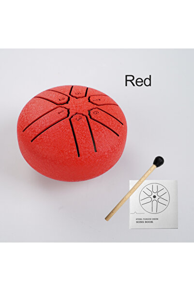 Choice Red 3 Inches Steel Tongue Drum 6 Notes Rain Chime Ethereal Hand Pan for Meditation Yoga Musical Educ
