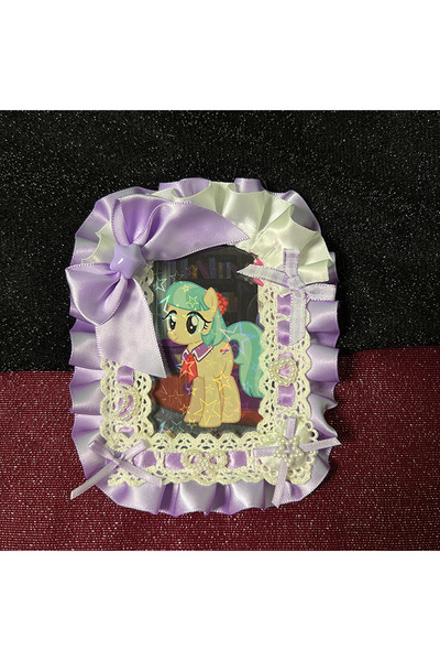 Choice حامل بطاقة هوية مصنوع يدويًا من الدانتيل الأرجواني على طراز لوليتا، بك...