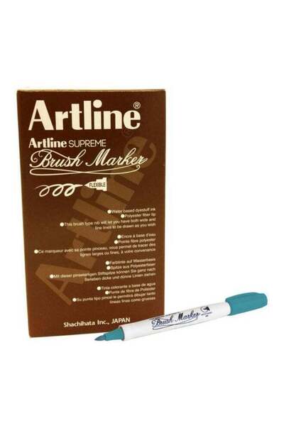 artline 12-Piece Supreme Brush Marker Turquoise/White EPF-FTUR