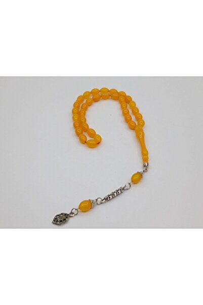 Nurtakı سبحة خرز بلون العنبر العتيق مقاس 7 مم بقصة حبة الذرة وشرابة واحدة