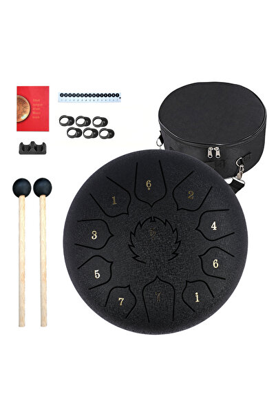Choice Black 8 Inch 11-Note Steel Tongue Drum Rain Drum Sound Healing Instrum...