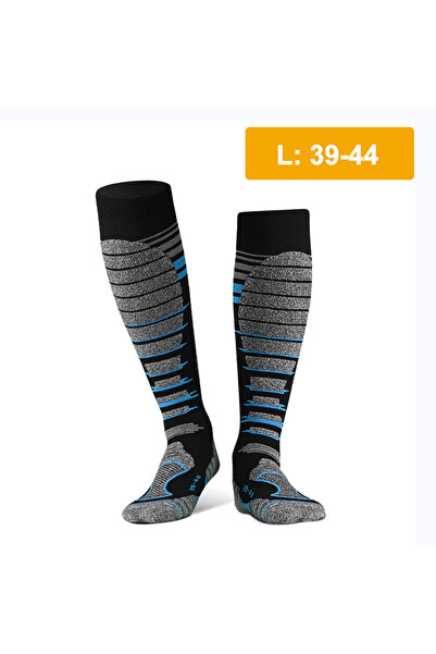 Choice أسود أزرق - مقاس L - جوارب تزلج شتوية من صوف ميرينو من كوكوسي، زوج واحد، للطقس البارد، حرارية، تحافظ على الدفء، تصل إلى الركبة، مقاس S