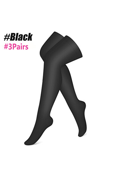 Choice Black-3Pairs 3 Pair 20-30mmHg Thigh High Compression Socks - Varicose ...