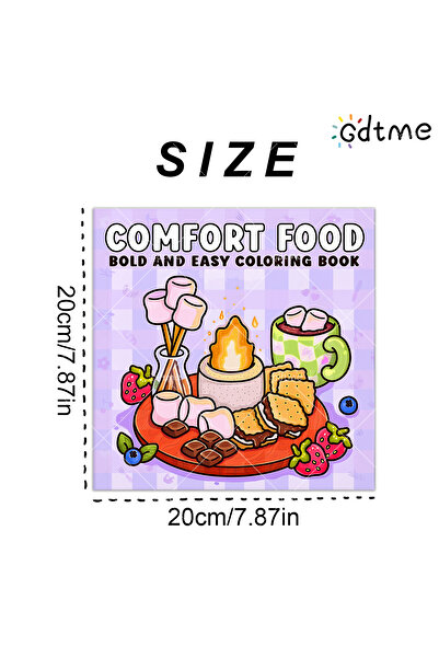 Choice كتاب تلوين للكبار، ٢٠×٢٠ سم، ٢٤ صفحة، بعنوان "أطعمة مريحة"، جريء وسهل التلوين، ٢٤ صفحة لتخفيف التوتر وقضاء الوقت