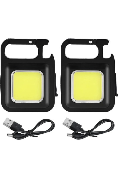 Choice مصباح يدوي صغير LED أسود اللون - قطعتان، مصباح سلسلة مفاتيح فائق السطوع بتقنية COB، مصباح جيب للتخييم والطوارئ في الهواء الطلق