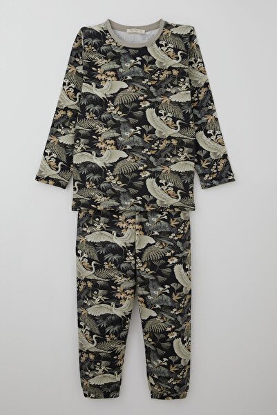 Breeze Σετ πιτζάμες για κορίτσια με θέμα το δάσος με σχέδιο πελαργός 4-8 ετών, μικτό χρώμα