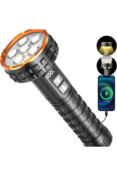 Choice مصباح يدوي SH-117070 صغير الحجم، محمول، للاستخدام الخارجي، ذو إضاءة قوية، فائق السطوع، طويل المدى، قابل لإعادة الشحن